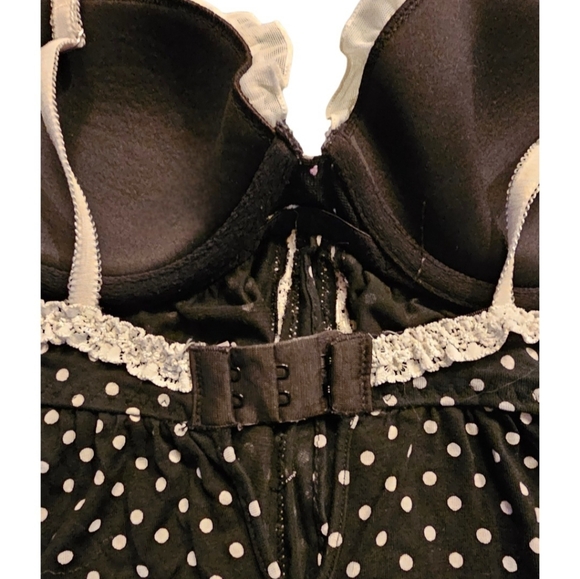 Victoria's Secret Black Corset Bustier NegligeeTop Babydoll Lingerie 34B Lace - Picture 9 of 9